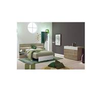NINO LIGHT - Lit 160x200cm avec Leds et Chevets à Poser + Commode -