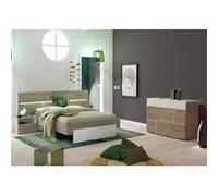 NINO LIGHT - Lit 160x200cm avec Leds et Chevets à Poser + Commode -