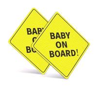 Ninoclar Autocollant Bébé à Bord Voiture (2 Pièces) - 12.5cm Fond Transparent Haute Visibilité pour Sécurité en Marche Arrière, Adhésif Imperméable Résistant - Signalétique Enfant Sécurité Routière