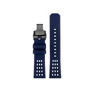NINOMA Bracelet de montre en caoutchouc fluoré à structure poreuse de qualité supérieure, à dégagement rapide, 20 mm 22 mm, bracelet de montre en caoutchouc FKM(Blue bk bk,20mm)