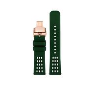 NINOMA Bracelet de montre en caoutchouc fluoré à structure poreuse de qualité supérieure, à dégagement rapide, 20 mm 22 mm, bracelet de montre en caoutchouc FKM(Green rg bk,22mm)