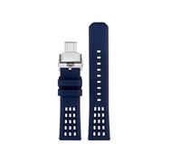 NINOMA Bracelet de montre en caoutchouc fluoré à structure poreuse de qualité supérieure, à dégagement rapide, 20 mm 22 mm, bracelet de montre en caoutchouc FKM(Blue sk bk,20mm)