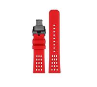 NINOMA Bracelet de montre en caoutchouc fluoré à structure poreuse de qualité supérieure, à dégagement rapide, 20 mm 22 mm, bracelet de montre en caoutchouc FKM(Red bk bk,22mm)