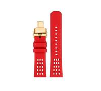 NINOMA Bracelet de montre en caoutchouc fluoré à structure poreuse de qualité supérieure, à dégagement rapide, 20 mm 22 mm, bracelet de montre en caoutchouc FKM(Red gk bk,22mm)