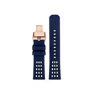 NINOMA Bracelet de montre en caoutchouc fluoré à structure poreuse de qualité supérieure, à dégagement rapide, 20 mm 22 mm, bracelet de montre en caoutchouc FKM(Blue rk bk,22mm)