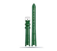 NINOMA Bracelet de montre en cuir Compatible avec la série Folli Follie Lady Bubble, boucle ardillon à encoche, Bracelet de montre for femme(Green silver pin,16-9mm)