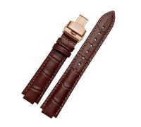 NINOMA Bracelet de montre en cuir compatible avec les bracelets de montre Ballon Bleu de Cartier for femmes et hommes, bracelet convexe 14 mm, 16 mm, 18 mm, 20 mm, 22 mm(1Brown-Rosegold,18-11mm)