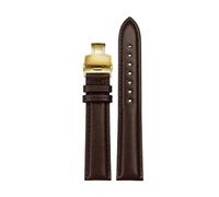 NINOMA Bracelet de montre en cuir véritable souple 12 mm, 14 mm, 15 mm, 16 mm, 18 mm, for femme, avec boucle papillon, compatible avec Tissot, Longines, Casio, Fossil(Brown gold,18mm)