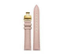 NINOMA Bracelet de montre en cuir véritable souple 12 mm, 14 mm, 15 mm, 16 mm, 18 mm, for femme, avec boucle papillon, compatible avec Tissot, Longines, Casio, Fossil(Light pink rose gold,18mm)