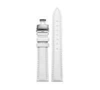 NINOMA Bracelet de montre en cuir véritable souple 12 mm, 14 mm, 15 mm, 16 mm, 18 mm, for femme, avec boucle papillon, compatible avec Tissot, Longines, Casio, Fossil(White silver,15mm)