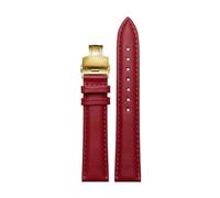 NINOMA Bracelet de montre en cuir véritable souple 12 mm, 14 mm, 15 mm, 16 mm, 18 mm, for femme, avec boucle papillon, compatible avec Tissot, Longines, Casio, Fossil(Red gold,14mm)