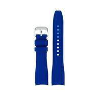 NINOMA Bracelet de montre incurvé en silicone for homme, compatible avec la série Mido Multifort TV M049.526, 22 mm, boucle papillon, résistant à l'eau(Blue-Silver A)