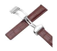 NINOMA Bracelet en cuir véritable compatible avec les montres Tag Heuer Carrera Monaco, noir et marron, 19 mm, 20 mm, 22 mm(Brown-silver,19mm)