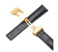 NINOMA Bracelet en cuir véritable compatible avec les montres Tag Heuer Carrera Monaco, noir et marron, 19 mm, 20 mm, 22 mm(Black-gold,20mm)