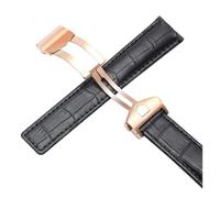 NINOMA Bracelet en cuir véritable compatible avec les montres Tag Heuer Carrera Monaco, noir et marron, 19 mm, 20 mm, 22 mm(Black-rosegold,19mm)