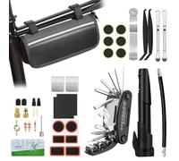 Ninonly 38PCS Kit Reparation Velo Kit Crevaison Velo avec Mini Pompe 120 PSI Kit Reparation Pneu Velo avec Outils Multifonction Pièce pour Bicyclette VTT Cyclisme