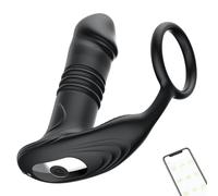 Ninonly 4 en 1 Prostate Stimulant Homme avec Anneau Pénien 9 Vibration 6 Pénétration Jouet Point G et Périnée APP Télécommandé Silicone Souple Sextoy Prostate Homme Couple