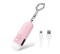 Ninonly Alarme de Poche Rechargeable, Auto-défense Personnel Indispensable avec Une Sirène Anti-agression de 130 DB et Lumière LED, pour Femmes, Enfants et Personnes agées, Rosé