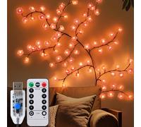 Ninonly Arbre Lumineux Interieur, 1.2M 48 LED Fleurs de Cerisier Lumineuse, 8 Modes Guirlande Interieure Décorative avec Télécommande, Fleurs Lumineuses Decoration pour Chambre Balcon