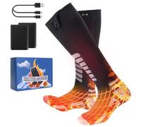 Ninonly Chaussettes Chauffantes pour Hommes Femmes 5000mAh 4 Niveaux Température Chaussette Chauffante Rechargeables pour Ski, Randonnée, Camping et Activités Hivernales en Plein Air S