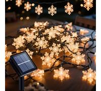 Ninonly Guirlande Lumineuse Extérieure Solaire, 7M 50 LED Flocon de Neige Guirlande Guinguette Étanche, 8 Modes Lumière Extérieur Décoration Noël Jardin Terrasse, Lampe pour Sapin de Noël