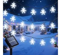 Ninonly Guirlande Lumineuse Extérieure Solaire, 7M 50 LED Flocon de Neige Guirlande Guinguette Étanche, 8 Modes Lumière Extérieur Décoration Noël Jardin Terrasse, Lampe pour Sapin de Noël