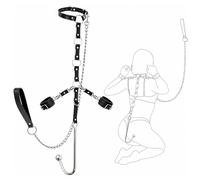 Ninonly Kit de Bondage BDSM Cuir Femmes Couples(Noir intense)