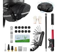Ninonly Kit Réparation Vélo 27PCs avec Pompe 120PSI et Multitool 16 en 1 Kit Crevaison Velo Complète Incluant Kit Crevaison, Sacoche et Housse Imperméable Idéal pour Route, VTT et Ville