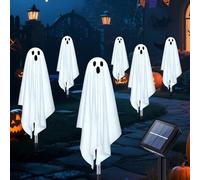 Ninonly Lampe Solaire Halloween Décoration, Lot de 6 Lumineux Fantôme Exterieur Jardin, 8 Modes Piquet LED Solaire Étanche, Decoration Halloween pour Chemin, Pelouse, Fête