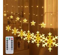 Ninonly Rideau Lumineux Intérieur, 126 LED Flocon de Neige Étoile Guirlande Lumineuse Noël, 8 Modes Guirlandes Lumière Extérieur Étanche, Rideaux Lumiere Décoration pour Fenêtre Mariage Noël Chambre