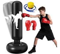 Ninonly Sac de Frappe Enfant 160cm avec Gants et Pompe Punching Ball Enfants pour Karaté Taekwondo Idéal pour Garçons et Filles de 3 à 12 Ans Punching Ball Bureau Parfait pour Maison Gym Noir KO