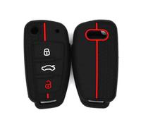 NINQ Coque de Clé de Voiture pour Audi A4 2006-2011, Portable Voiture Clé Protection Étui Telécommande Clé Protecteur Accessoires,Normal-A Black Red