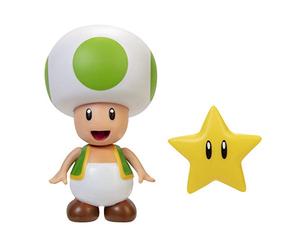 Nintendo 406794 Jakks Super Mario Toad Vert avec étoile Figurine 10 cm