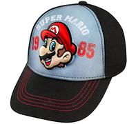 Nintendo Casquette de baseball Super Mario noire et rouge pour garçons de 4 à 12 ans - Super Mario et design classique 1985 - Réglable - 100 % coton, Black Mario, 4-12 ans