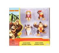 Nintendo Coffret de Figurines Donkey Kong 6,35 cm (2,5 Pouces), Comprenant Donkey Kong, Diddy Kong, Dixie et Cranky. Design détaillé. À partir de 3 Ans.