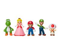 Jakks Pacific - Figurines Super Mario - Pack x5 (Mario,Luigi,Peach,Yoshi,Toad) - Officiel Scellé