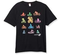 Nintendo Mario Kart Colorful Character Profile Silhouettes T-Shirt, Noir, L Homme