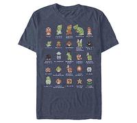 Nintendo Mario Pixel Cast Heather Navy Blue T-Shirt - XX-Large