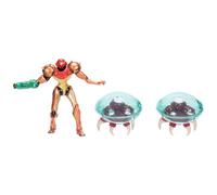 Nintendo Metroid Prime - Coffret figurines d'action Samus Chasseuse de primes 6,3 cm, produit officiel par, inclut la figurine de Samus et deux figurines d'aliens, emballage collector