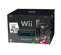 Nintendo Pack Console Wii Noire – Wiimote Plus, Mario Kart Wii, Volant noir