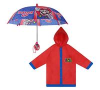 Nintendo Parapluie et slicker pour enfants, ensemble de vêtements de pluie Super Mario pour garçons de 4 à 7 ans, Rouge, 6-7 Years
