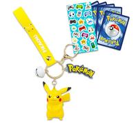 Nintendo Pikachu Lot de porte-clés en silicone 3D avec sangle, breloque, clochette et cartes Pokémon Plus | Porte-clés Pokémon Pikachu pour sac à dos, Porte-clés Pikachu, Pikachu Keyring