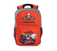 Nintendo Sac à dos Mario Kart rouge | Cartable unisexe pour enfants | Modèle zippé | Personnage Mario | Essentiels pour la rentrée | Articles de jeux pour enfants