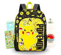 Nintendo Sac à dos Pokémon pour garçons de 8 à 12 ans - Ensemble avec sac à dos Pikachu de 40,6 cm, classeur de cartes Pokémon, bouteille d'eau, autocollants, plus | Sac à dos Pokémon pour l'école,