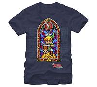 Nintendo Stained Glass T-Shirt, Bleu Marine, M Homme