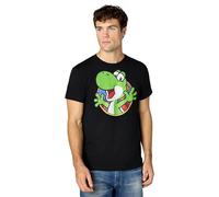 Nintendo Super Mario Yoshi Color Fade Circle Logo T-Shirt, Noir, XXL Homme