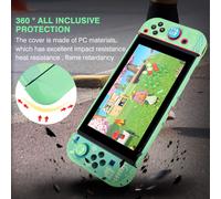 Nintendo Switch Case,Anti-Scratch Shock Absorption Hard Protective Case with 2 Tempered Glass Screen Protectors and 4 Thumb Caps for Switch Console-Green