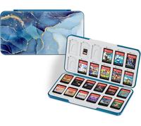 Nintendo Switch Game Card Storage Case-[Shock Resistant] Hard Case Cover with 24 Slots,Ocean Marble