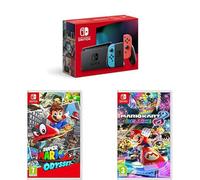 Nintendo Switch Neon + Super Mario Odyssey + Mario Kart 8