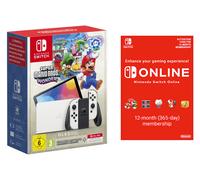Nintendo Switch OLED (White) + Super Mario Bros. Wonder + Online Individual 12-Month console de jeux portables 17,8 cm (7") 64 Go Écran tactile Wifi Blanc